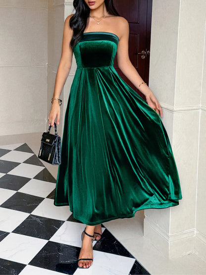 Velvet Tube Midi Dress