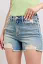 Judy Blue Fly Stitch Detail and Destroy Denim Shorts MD L