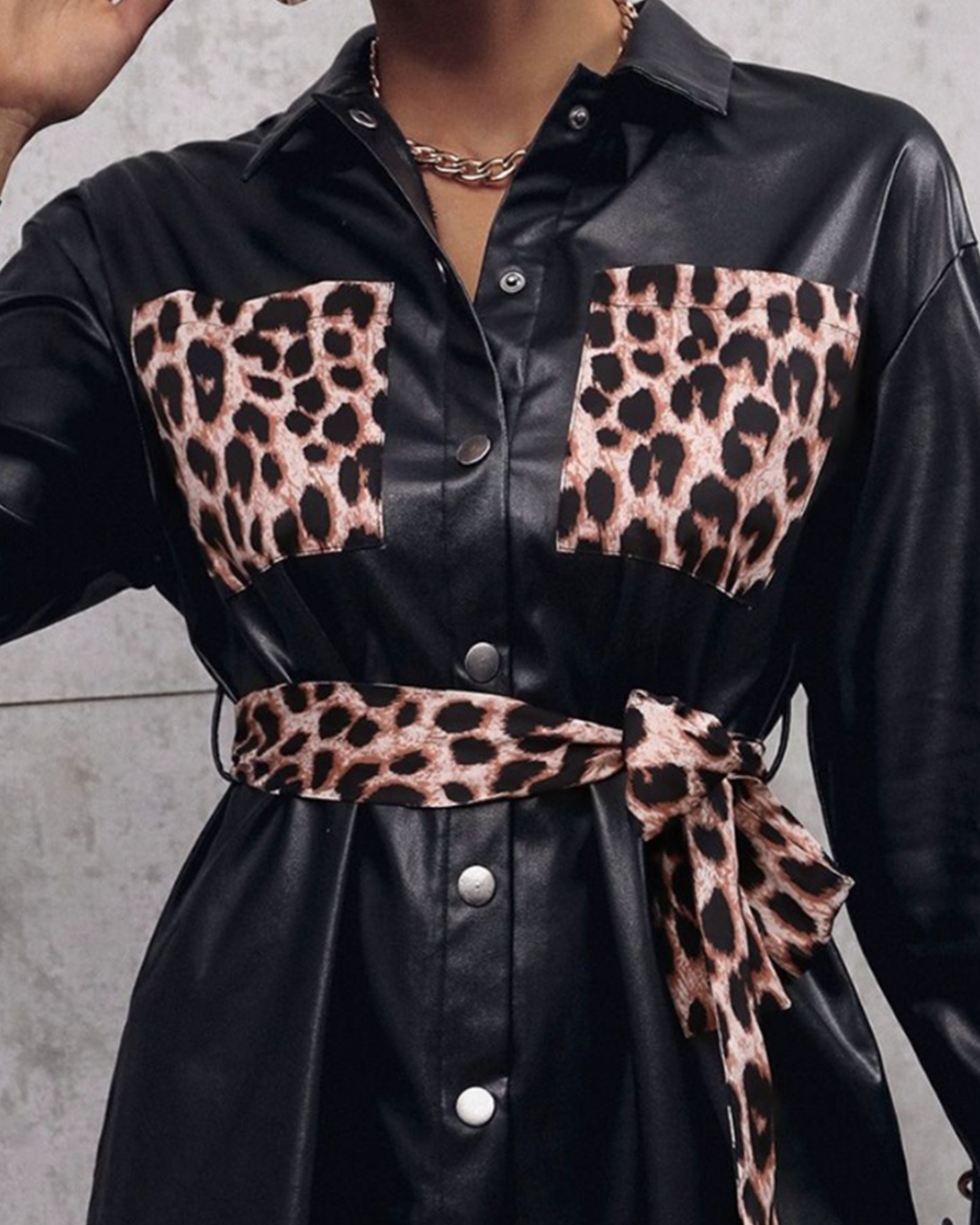 Tied Leopard Trench Coat   