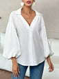 Polka Dot Balloon Sleeve Blouse White S