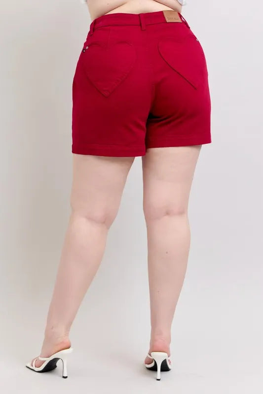 Judy Blue Plus Size Dyed Heart Shaped Denim Shorts