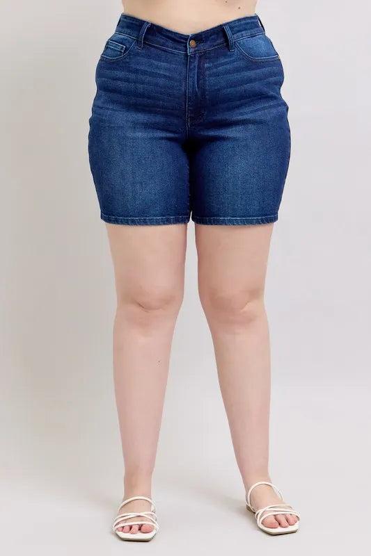 Judy Blue High Waist V-Front Bermuda Plus Size