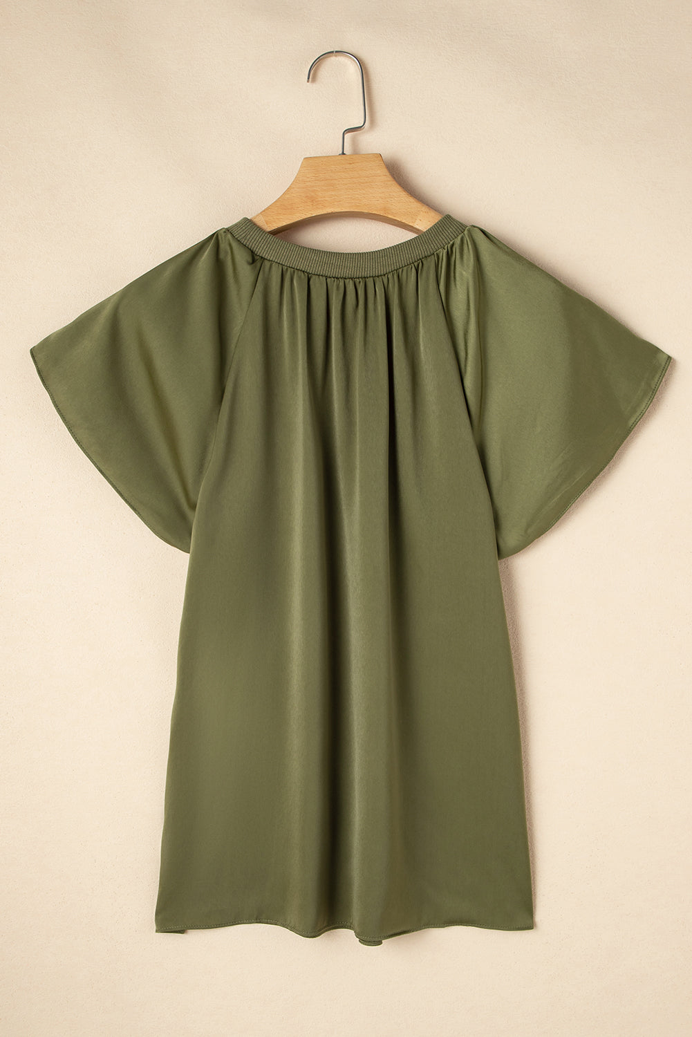 Jungle Green Pleated Satin Top