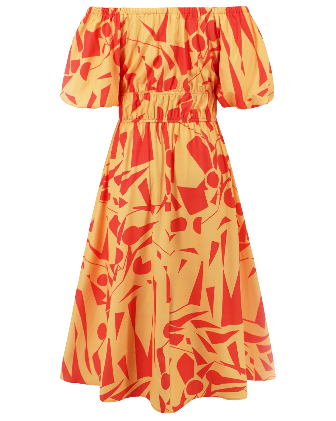 Printed Off-Shoulder Balloon Sleeve Dress   