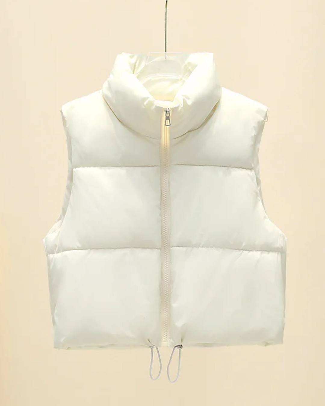 Short Down Stand Collar Vest Beige M 