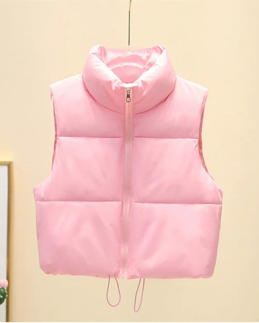 Short Down Stand Collar Vest Pink M 