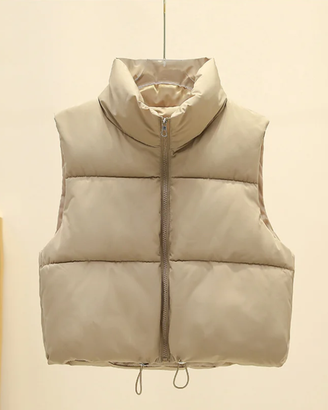 Short Down Stand Collar Vest Khaki M 