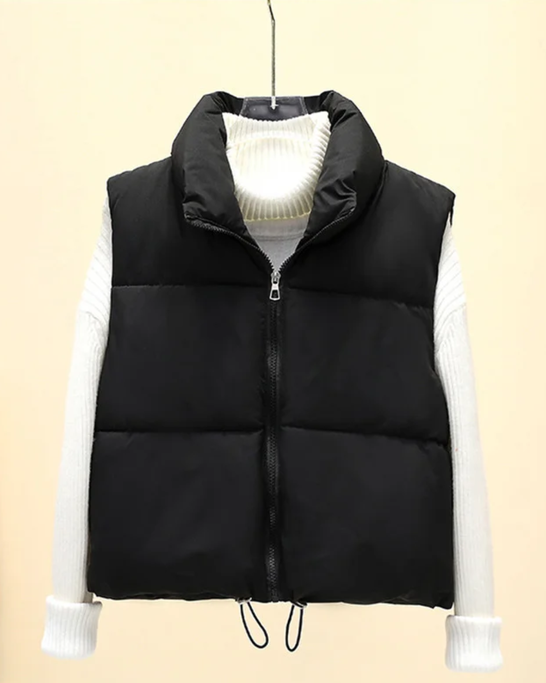 Short Down Stand Collar Vest Black M 