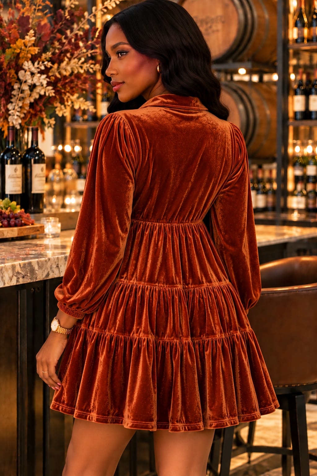 Autumn Allure Velvet Mini Dress