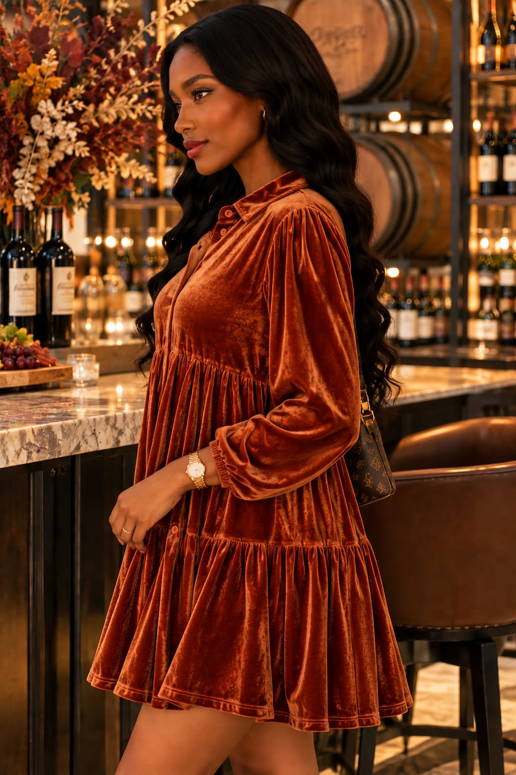 Autumn Allure Velvet Mini Dress