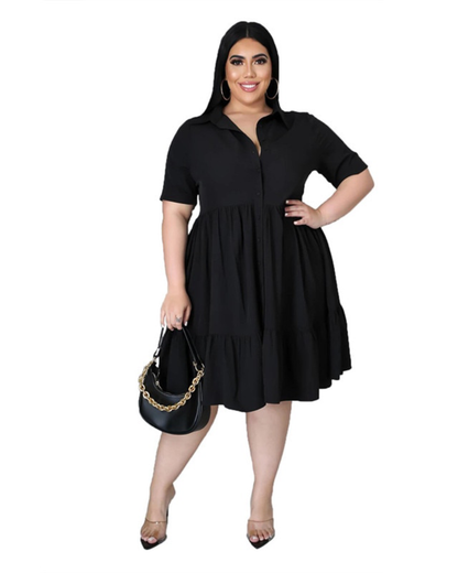 Plus Size Ruffle Dress Black L 
