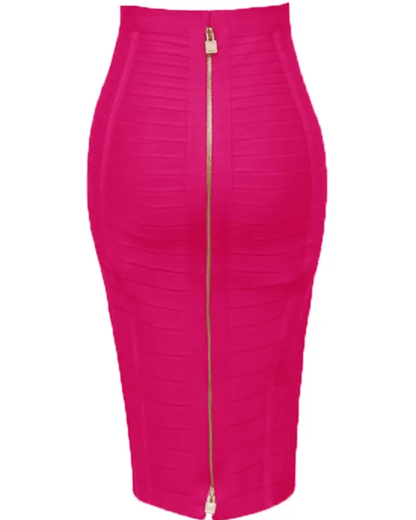 Solid Color Zipper Bandage Skirt