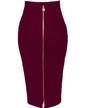 Solid Color Zipper Bandage Skirt