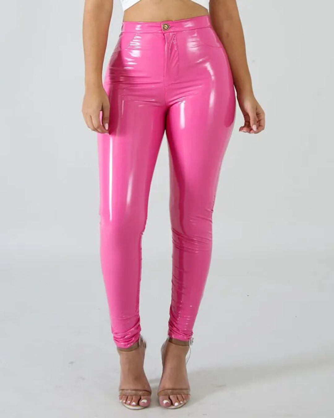 Faux Leather Leggings Pink S 