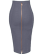 Solid Color Zipper Bandage Skirt Gray XS 