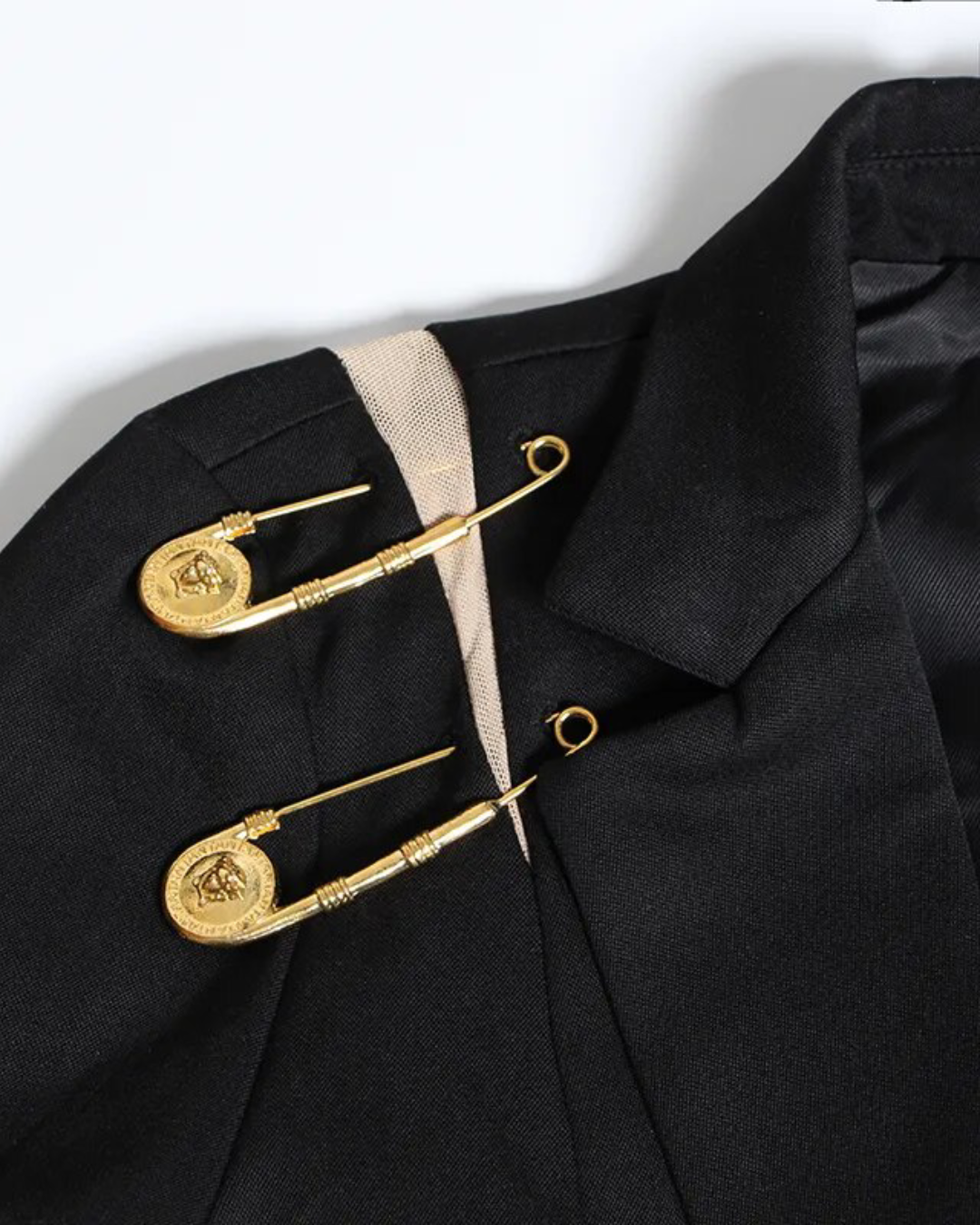 Loose Hollow Out Pin Spliced Blazer   