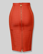 Solid Color Zipper Bandage Skirt Orange XS 