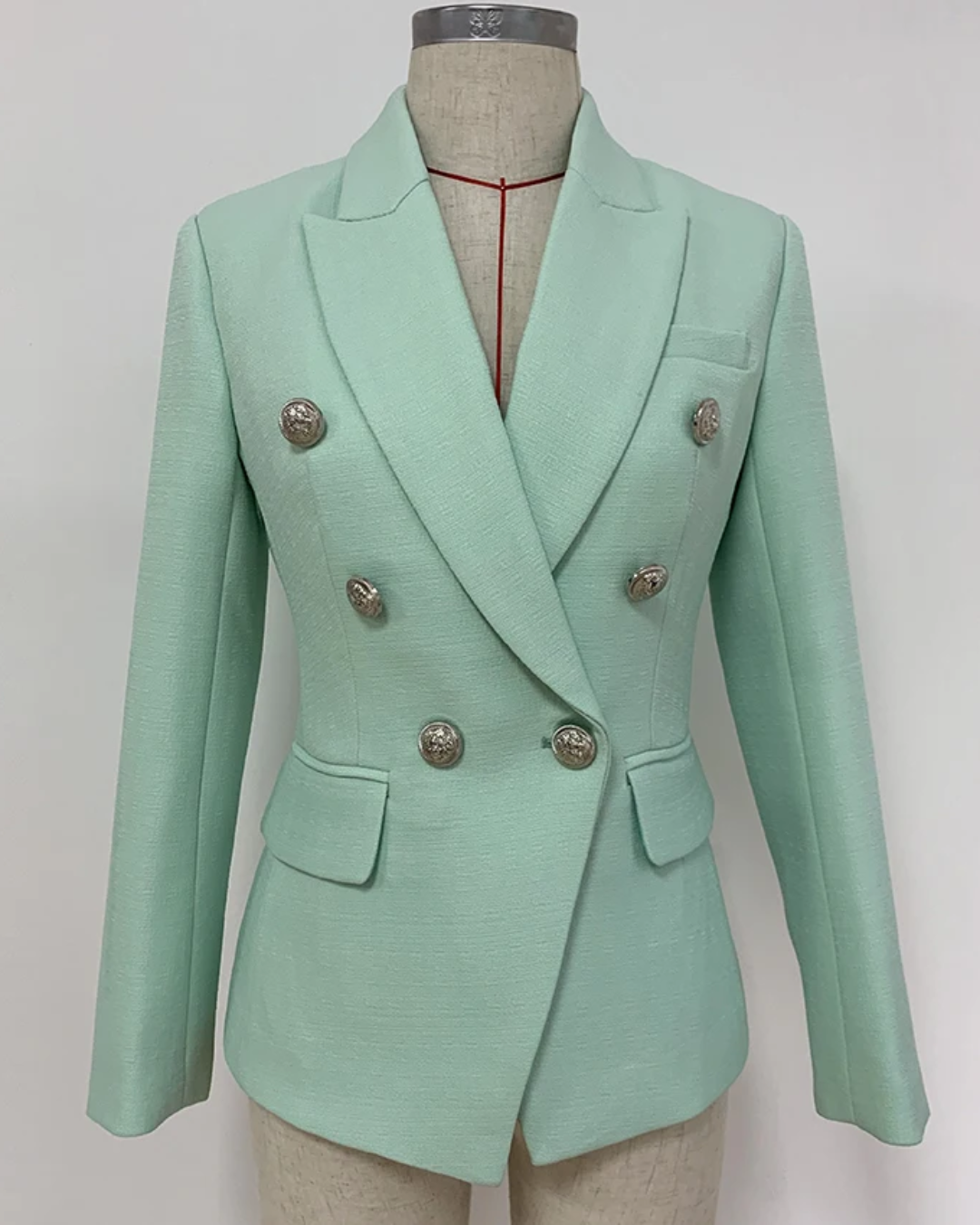 Double Breasted Textured Blazer Mint S 