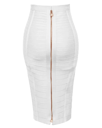 Solid Color Zipper Bandage Skirt