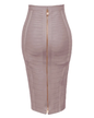 Solid Color Zipper Bandage Skirt Beige XS 