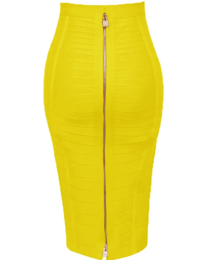 Solid Color Zipper Bandage Skirt