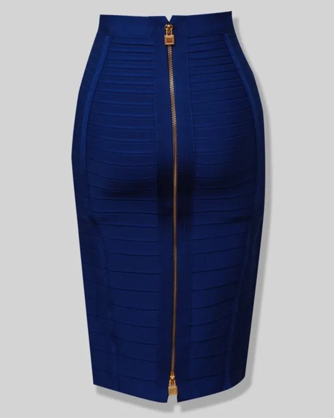 Solid Color Zipper Bandage Skirt Blue XS 