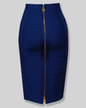 Solid Color Zipper Bandage Skirt Blue XS 