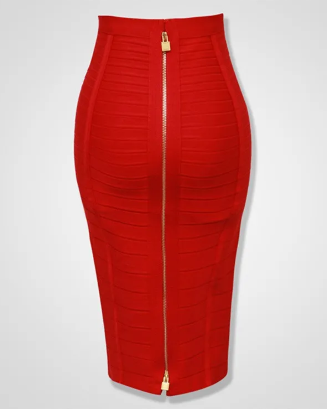 Solid Color Zipper Bandage Skirt