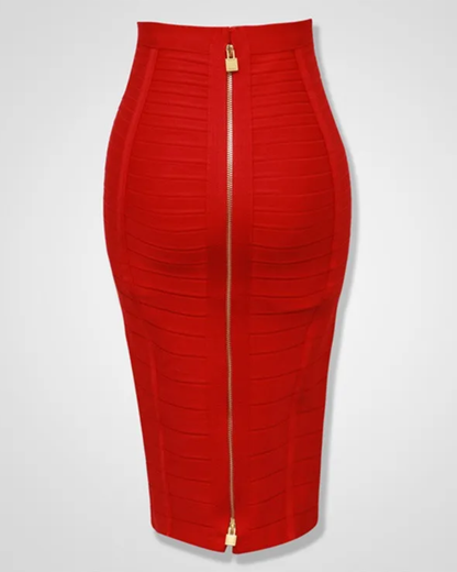 Solid Color Zipper Bandage Skirt