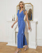 Sleeveless V-neck Slim Jumpsuit XS Blue 
