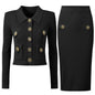 Knitted Cardigan and Skirt Set S Black Set