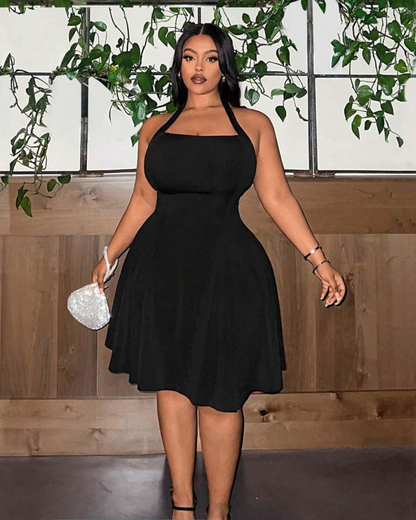 Plus Size A-Line Halter Dress   