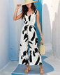 Black White Printed One Piece Trousers S White 