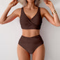 Bikini Women Sexy Split Swimsuit High Waist Swimsuit Outfit Bikini S Brown