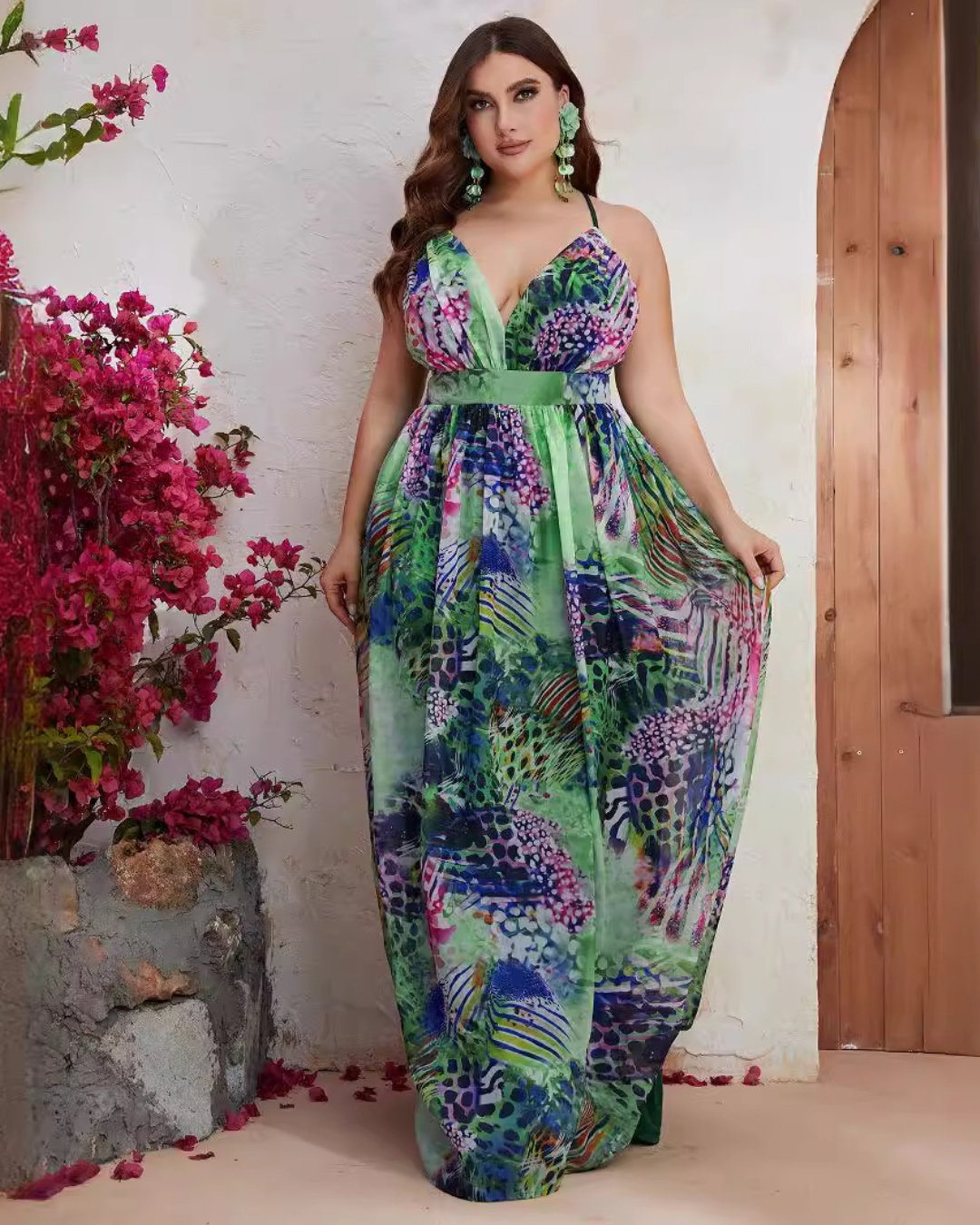 Plus Size Chiffon Sleeveless Maxi Dress   