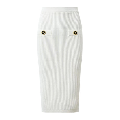 Knitted Cardigan and Skirt Set S White skirt