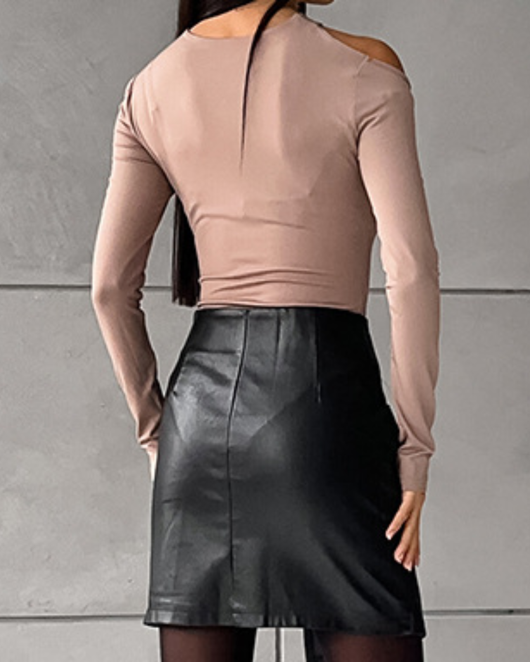 Fleece lined High Waist Leather Skirt   