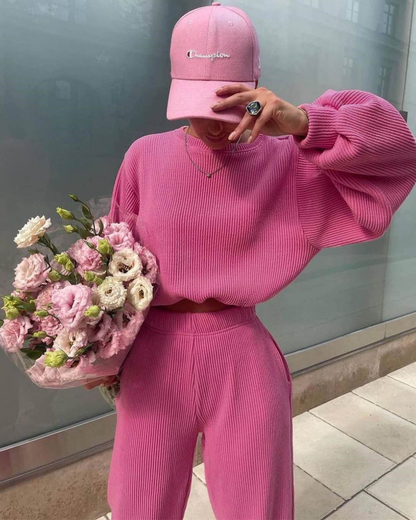 Corduroy Pullover Two-Piece Set   