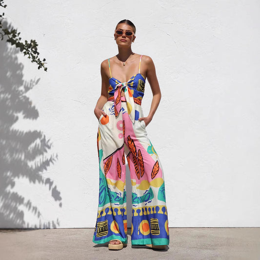 Knotted Straps Wide-Leg Jumpsuit