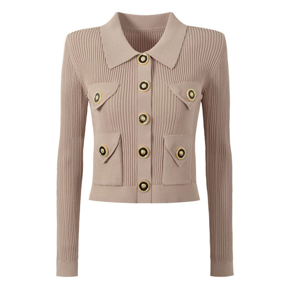 Knitted Cardigan and Skirt Set S Khaki Jacket