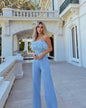 Deep V Plunge Feather Jumpsuit S Blue 