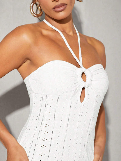 Spring Summer Halter Dress High Waist Slim Fit Elegant Fishtail Dress