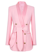 Metal Buckle Double Breasted Blazer S Pink 
