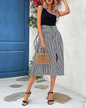 One Shoulder Striped Stitching Dress S Black White 
