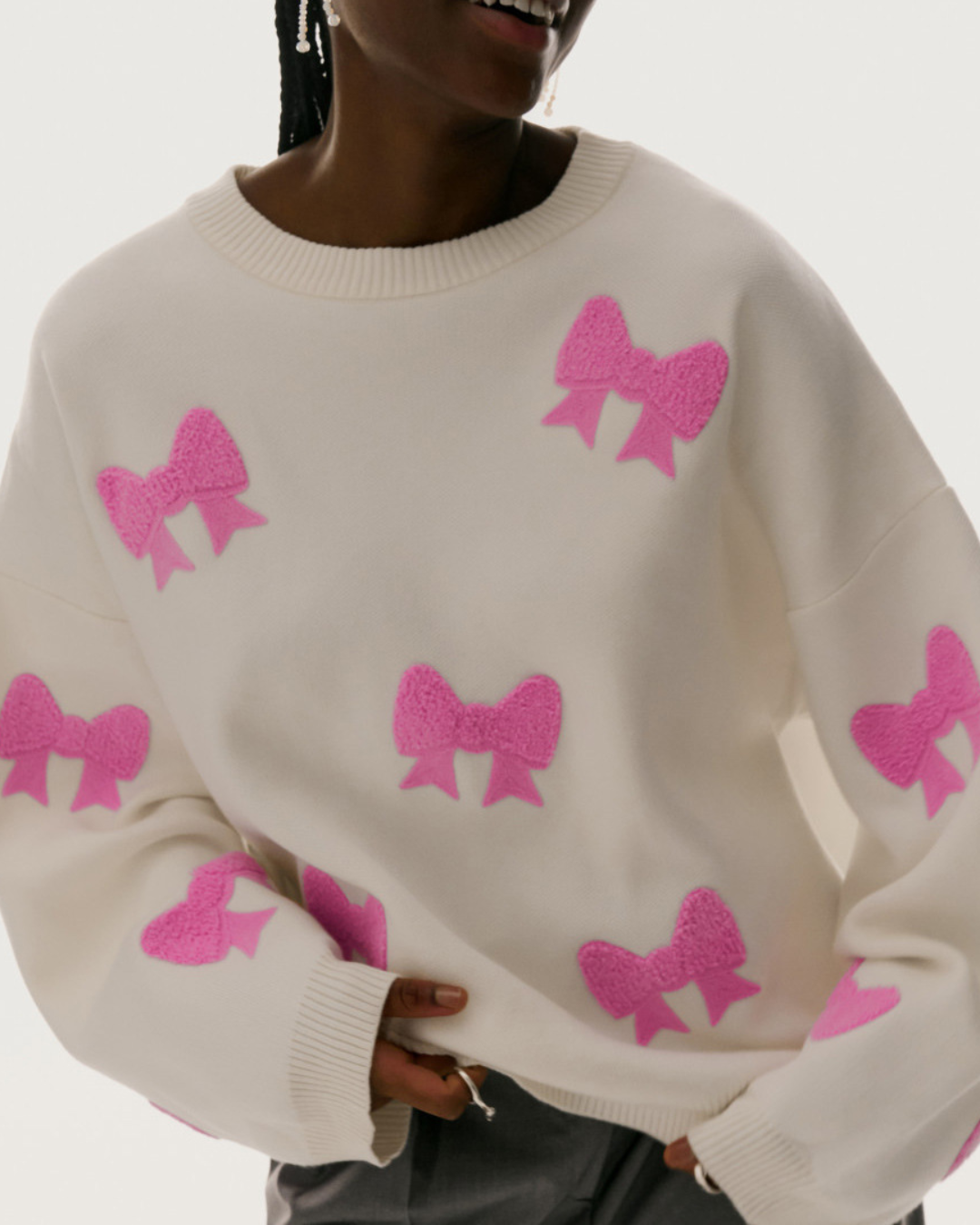 Embroidered Crew Neck Sweater   