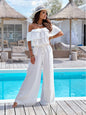 Flattering Off-Shoulder Jumpsuit S White