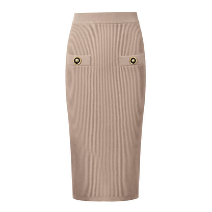Knitted Cardigan and Skirt Set S Khaki Skirt