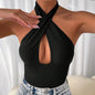Sexy Backless Halter bodysuit S Black