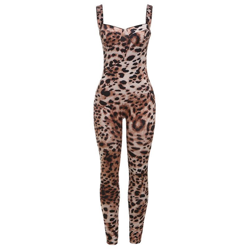 Leopard print high waist jumpsuit S Leopard