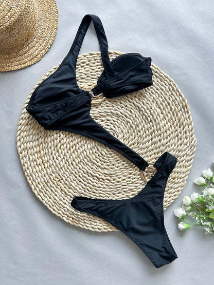 One Piece Swimsuit Women Sexy Bikini Solid Color Women Swimsuit